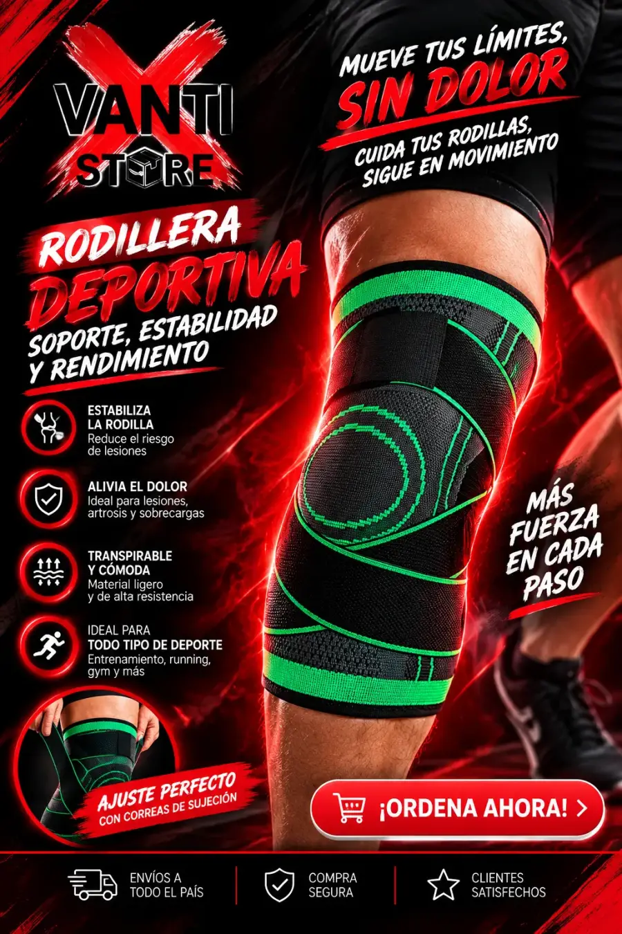 Rodillera ErgoRelief 360° — Compresión Ajustable y Alivio Articular